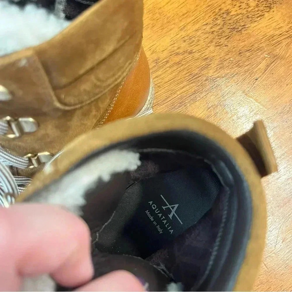 New Aquatalia Taelyn Suede Shearling Bootie Walnut Caramel size 5.5 - Picture 5 of 10